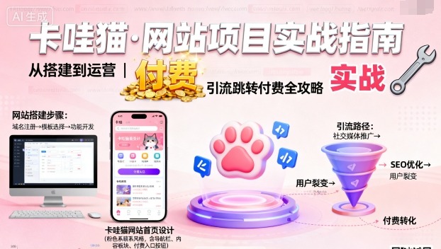 卡哇猫·网站项目，网站搭建与运营以及引流跳转付费-59网创