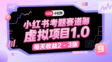 小红书考题赛道虚拟项目1.0,项目操作简单,每天收益2-3张-59网创