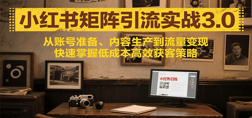 小红书矩阵引流3.0,从账号准备、内容生产到流量变现,快速掌握低成本高效获客策略-59网创