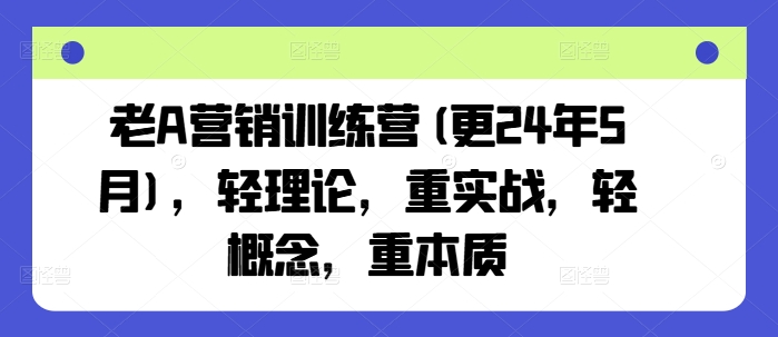 老A营销训练营(更24年11月),轻理论,重实战,轻概念,重本质-59网创