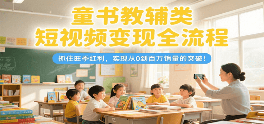 童书教辅类短视频变现全流程，抓住旺季红利，实现从0到百万销量的突破！-59网创