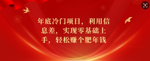 年底冷门项目，利用信息差，实现零基础上手，轻松赚个肥年钱【揭秘】-59网创