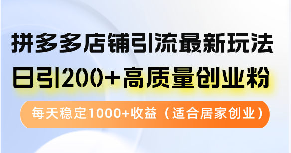 拼多多店铺引流最新玩法,日引200+高质量创业粉,每天稳定1000+收益(...-59网创