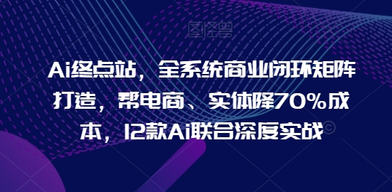 Ai终点站，全系统商业闭环矩阵打造，帮电商、实体降70%成本，12款Ai联合深度实战【0906更新】-59网创