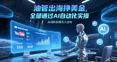 油管出海挣美金，全部通过AI自动化实操，从0到1实现月入过W-59网创