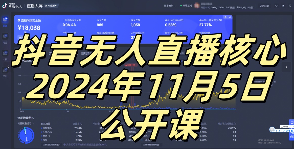 抖音无人直播核心公开课，咸鱼翻身小白可做带有睡后收入月入过万太简单【揭秘】-59网创