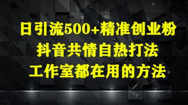 日引流500+精准创业粉，抖音共情自热打法，工作室都在用的方法-59网创