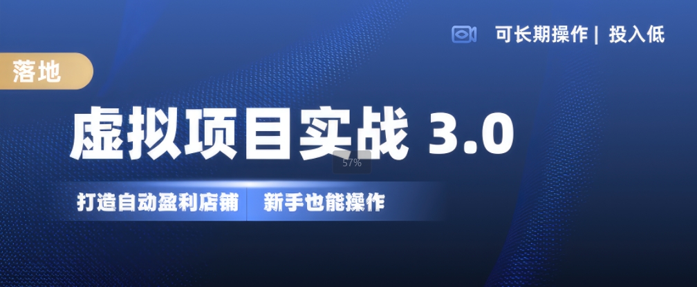 虚拟项目实战3.0，打造自动盈利店铺，可长期操作投入低，新手也能操作-59网创
