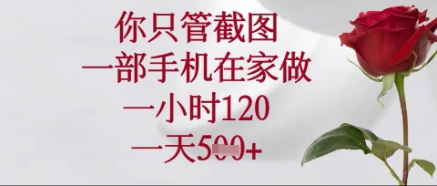 你只管截图，一部手机在家操作，一小时120.一天5张【揭秘】-59网创