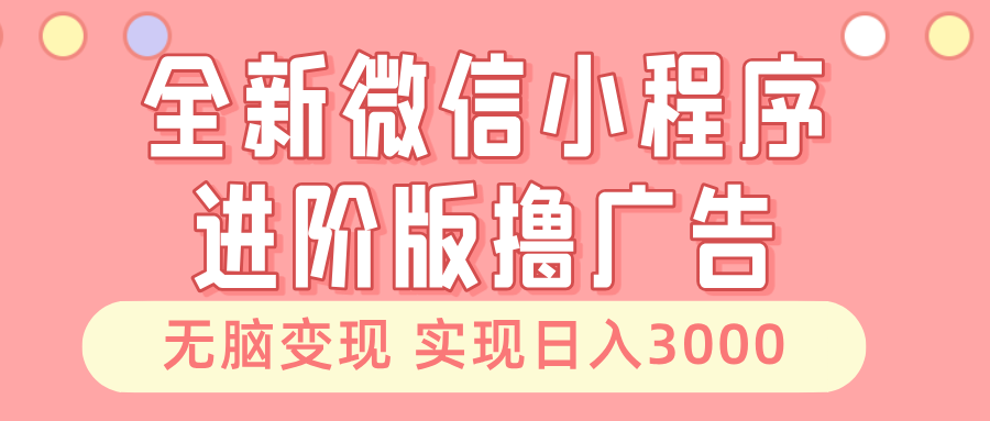 全新微信小程序进阶版撸广告 无脑变现睡后也有收入 日入3000＋-59网创