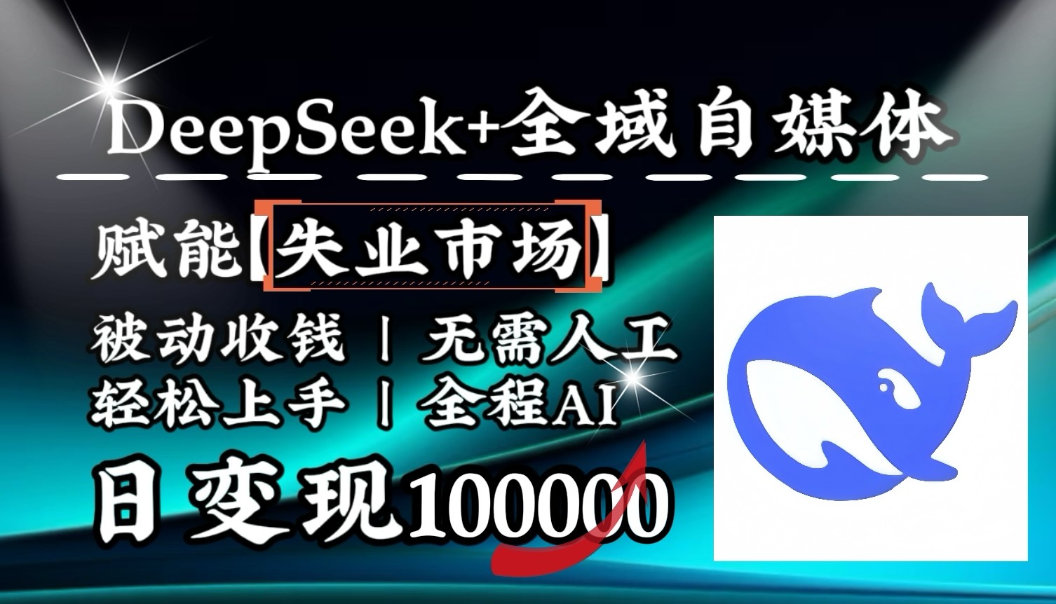 降维打击，DeepSeek+失业市场，全自动操作，结合人人刚需，单月利润轻松破100000＋-59网创