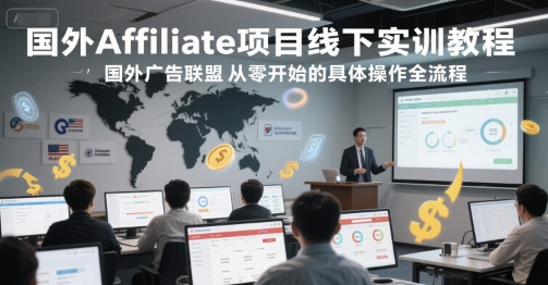 国外Affiliate项目线下实训教程,国外广告联盟从零开始的具体操作全流程