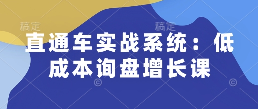 直通车实战系统：低成本询盘增长课，让个人通过技能实现升职加薪，让企业低成本获客，订单源源不断-59网创