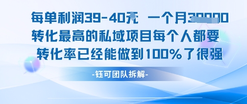 每单利润40一个月7k+转化最高的私域项目，每个人都要的产品转化率已经能做到100%-59网创