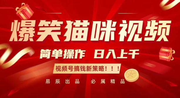 爆笑猫咪视频：简单操作，日入过K，视频号搞钱新策略【揭秘】-59网创