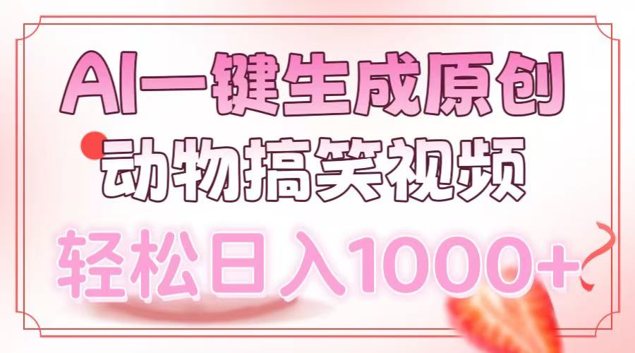 AI一键生成原创动物搞笑视频，轻松日入1000+-59网创