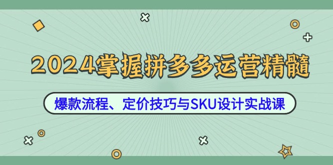 2024掌握拼多多运营精髓:爆款流程、定价技巧与SKU设计实战课-59网创
