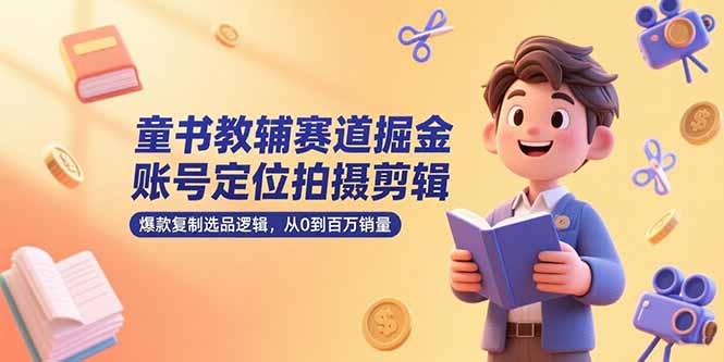 童书教辅赛道掘金,账号定位拍摄剪辑,爆款复制选品逻辑,从0到百万销量-59网创