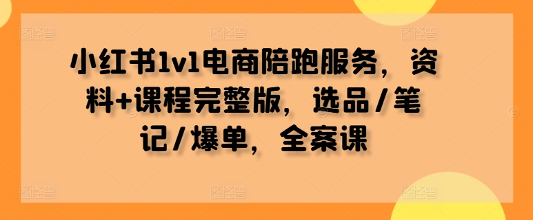 小红书1v1电商陪跑服务，资料+课程完整版，选品/笔记/爆单，全案课-59网创