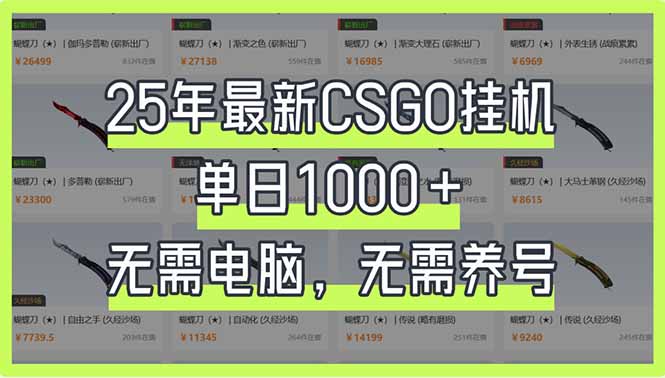 25年最新CSGO挂机系统,单日1000+,无需电脑,无需养号,0基础可上手-59网创