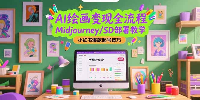 AI绘画变现全流程，Midjourney/SD部署教学，小红书爆款起号技巧-59网创