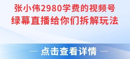 张小伟2980付费额视频号绿幕直播给你们拆解玩法-59网创