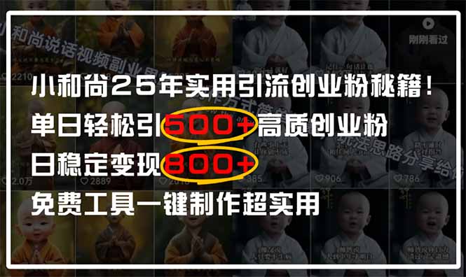 小和尚2025年实用引流秘籍!单日轻松引500+高质量创业粉,日变现800+,...-59网创