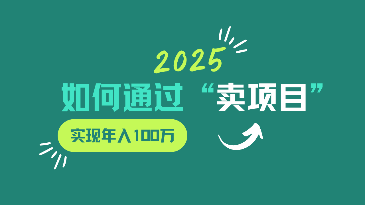 2025年如何通过“卖项目”实现年入100w-59网创