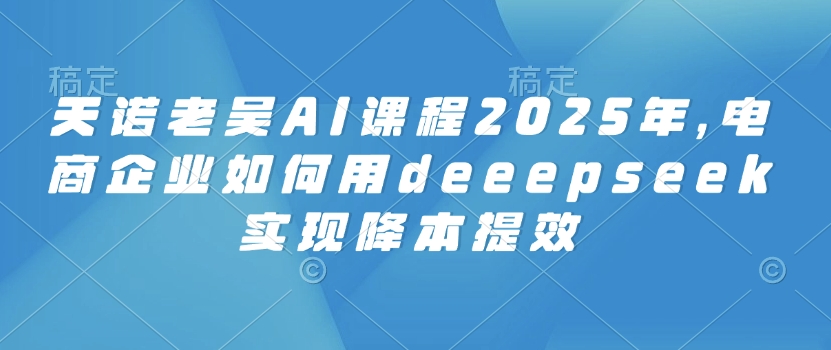 天诺老吴AI课程2025年，电商企业如何用deeepseek实现降本提效-59网创
