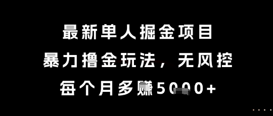 最新单人掘金项目，暴力撸金玩法，无风控，每个月多挣5k+【揭秘】-59网创