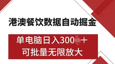 港澳餐饮数据全自动掘金，单电脑日入多张, 可矩阵批量无限操作【揭秘】-59网创
