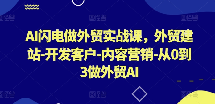 AI闪电做外贸实战课,外贸建站-开发客户-内容营销-从0到3做外贸AI(更新)-59网创