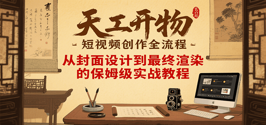 天工开物短视频创作全流程，从封面设计到最终渲染的保姆级实战教程-59网创