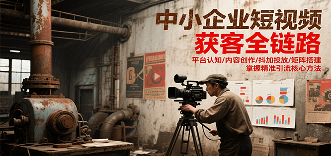 中小企业短视频获客全链路,平台认知/内容创作/抖加投放/矩阵搭建,精准引流核心方法-59网创