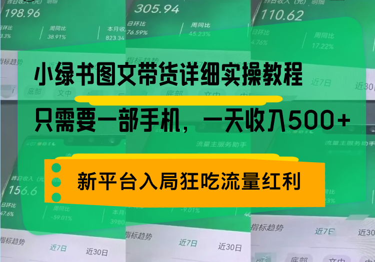 小绿书图文带货详细实操教程，只需要一部手机，一天收入500+，轻松变现-59网创