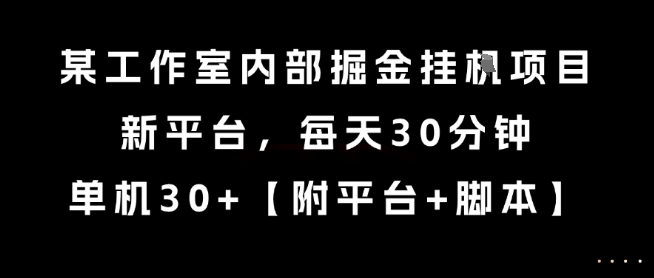 某工作室内部掘金挂G项目，新平台，每天30分钟，单机30+【揭秘】-59网创