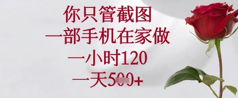 你只管截图，一部手机在家可以做，一小时120.一天5张+【揭秘】-59网创