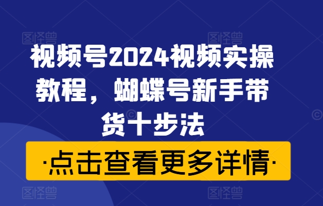 视频号2024视频实操教程,蝴蝶号新手带货十步法-59网创