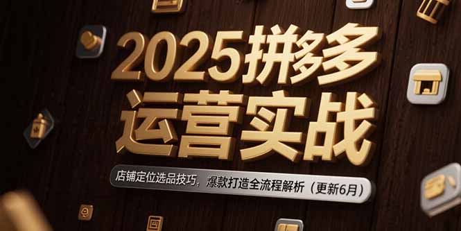 2025拼多多运营实战：店铺定位选品技巧，爆款打造全流程解析(更新6月-59网创