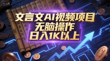 文言文AI视频项目，无脑操作，日入1K以上-59网创