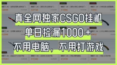 真全网独家CSGO挂G，单日捡漏1k+【揭秘】-59网创