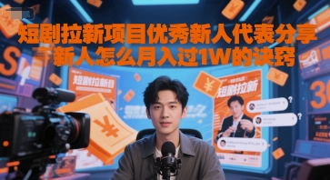 短剧拉新项目优秀新人代表分享新人怎么月入过1W的诀窍-59网创