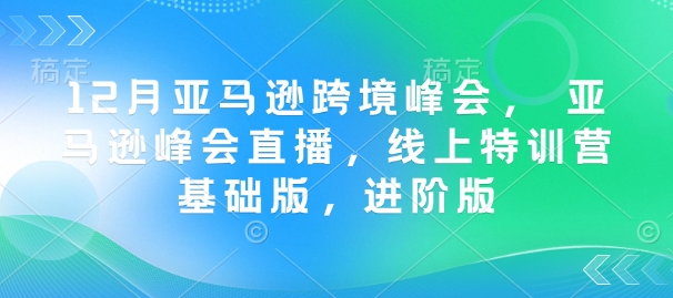 12月亚马逊跨境峰会， 亚马逊峰会直播，线上特训营基础版，进阶版-59网创