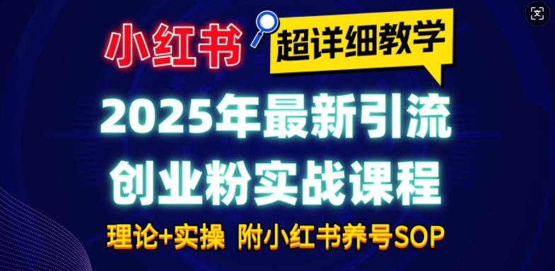 2025年最新小红书引流创业粉实战课程【超详细教学】小白轻松上手，月入1W+，附小红书养号SOP-59网创
