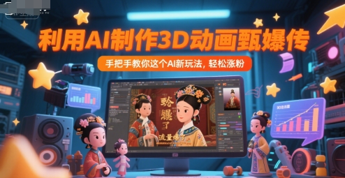 利用AI制作3D动画甄嬛传，流量爆了，手把手教你这个AI新玩法，轻松涨粉-59网创