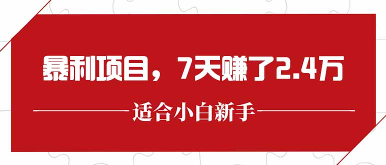 最新暴利项目，每单收益轻松在300以上，7天赚了2.4万-59网创
