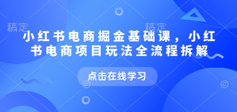 小红书电商掘金课,小红书电商项目玩法全流程拆解(更新5月)-59网创