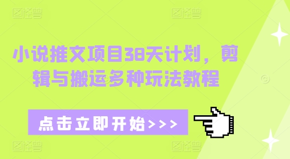 小说推文项目38天计划，剪辑与搬运多种玩法教程-59网创