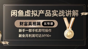 精品！闲鱼虚拟产品实战讲解，新手一部手机即可操作，副业月利润可达5k+-59网创