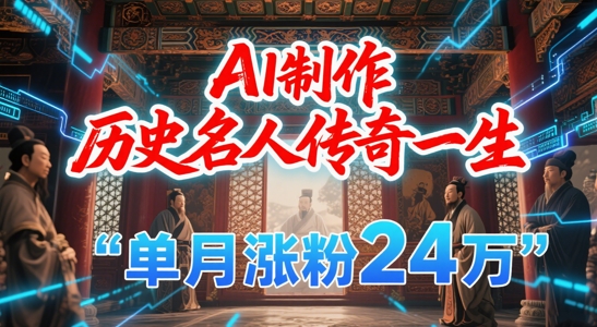 暴力起号！用AI制作历史名人传奇一生，单月涨粉24W，涨粉+变现赛道黑马来了-59网创